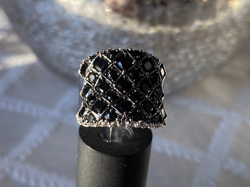 Sterling Silver Black Spinel & White Topaz Ring   Gem Treasures SHOPNBC