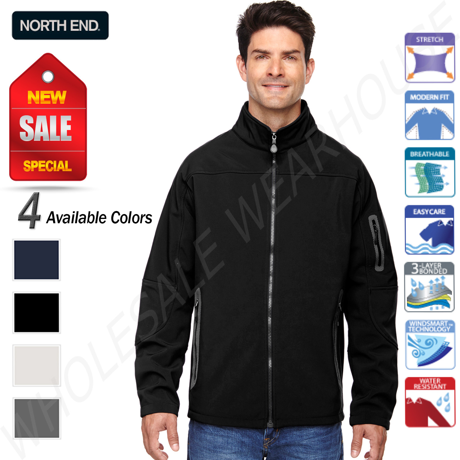 North End Mens 3 Layer Fleece Bonded 