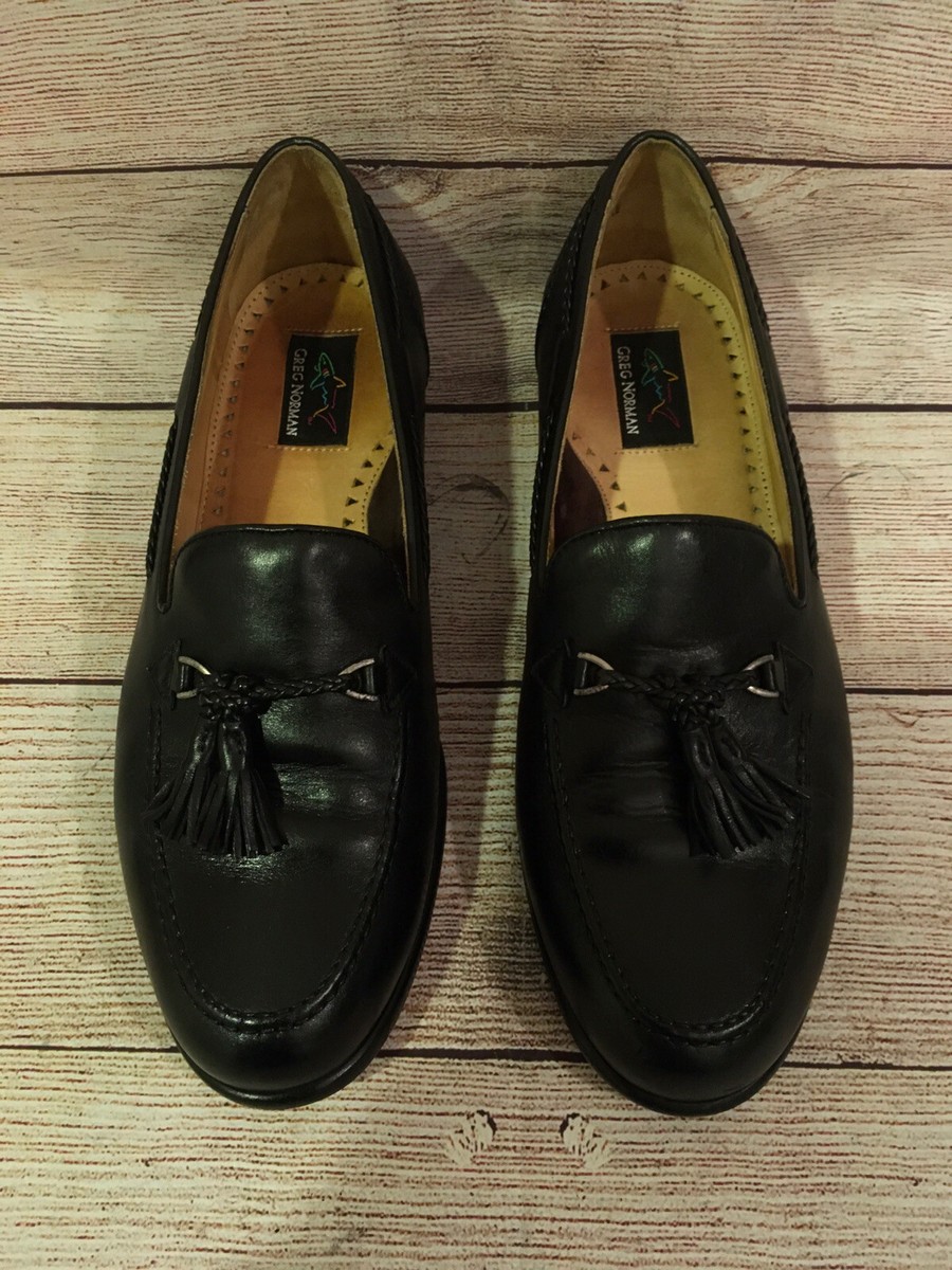 Greg Norman Made in Italy Mens Black Leather Tassel Loafers  display picture 2