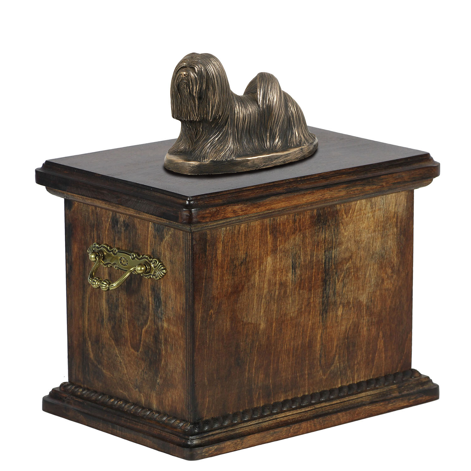 Lhasa Apso urna con statuetta di legno Art-Dog
