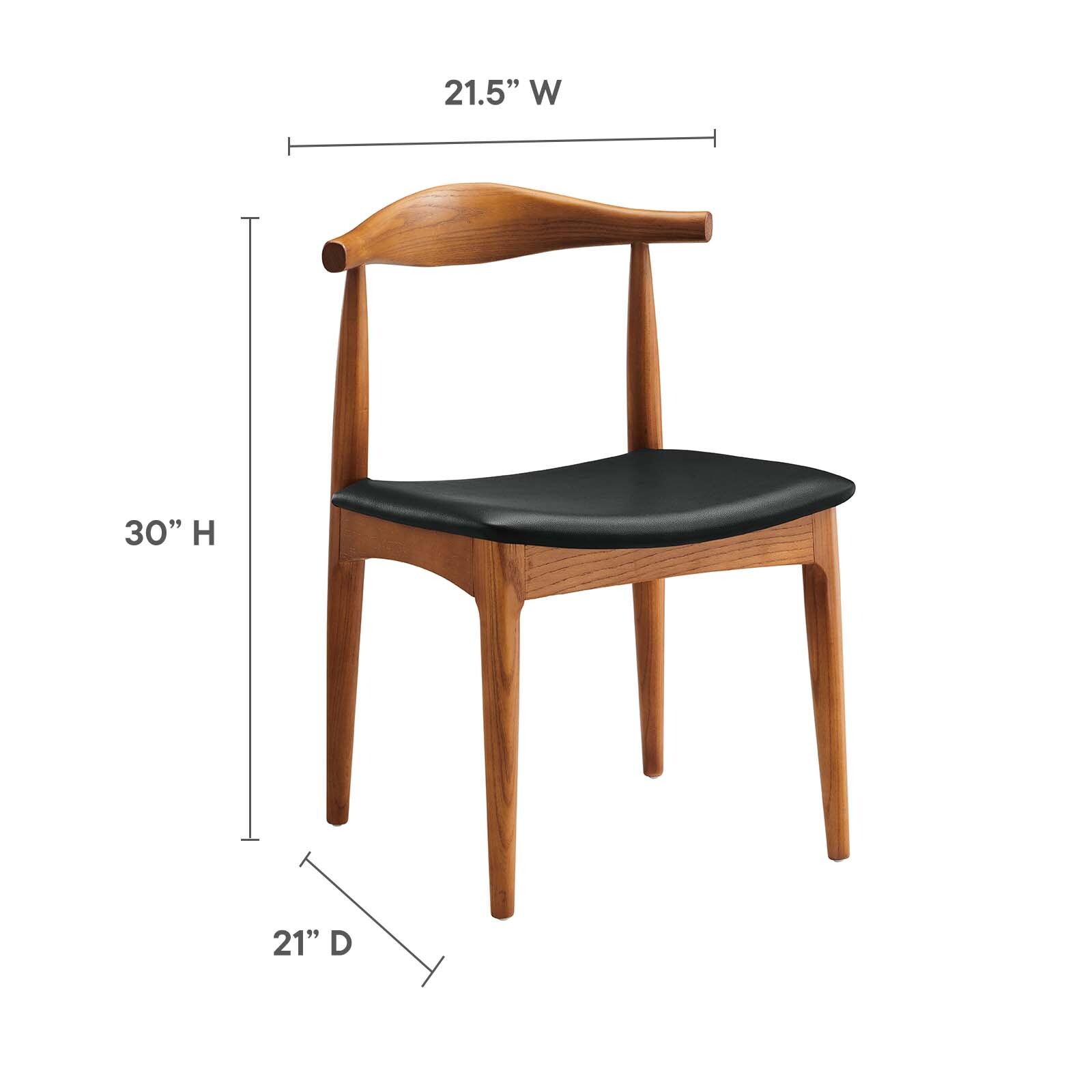 Modway Tracy Dining Chairs Wood Set of 4 in Black