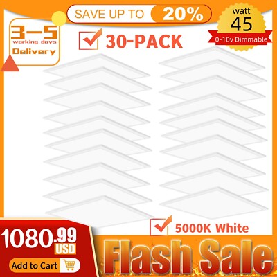 2x2 FT LED Flat Panel Troffer Light, 45W 5800LM Drop Ceiling Light, 5000K White
