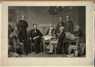 8'' x 10'' Photo The first reading of the Emancipation Proclamation before the cab