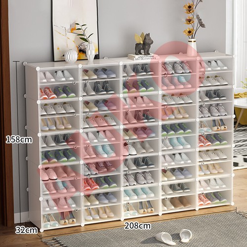 White Cube DIY Shoe Cabinet Rack Storage Portable Stackable Organiser Stand - Picture 28 of 28