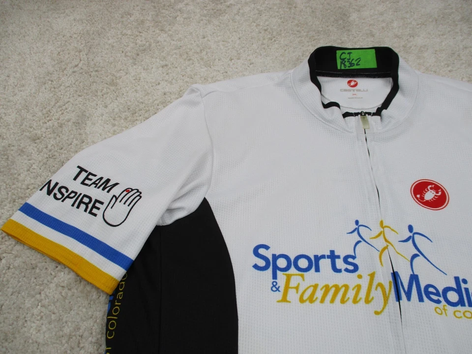 Camisa masculina de ciclismo Castelli 3XL XXXL branca preta escorpião zíper bicicleta EUA - Imagem 3 de 4