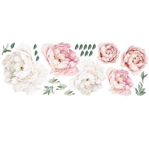 Large Pink Peony Flower Wall Sticker Living Room Home Decors Mural Art DIY Decal