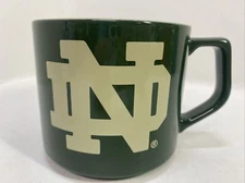 Notre Dame Irish Coffee Mug Tea Cup Ceramic Green & Tan  University RFSJ Inc