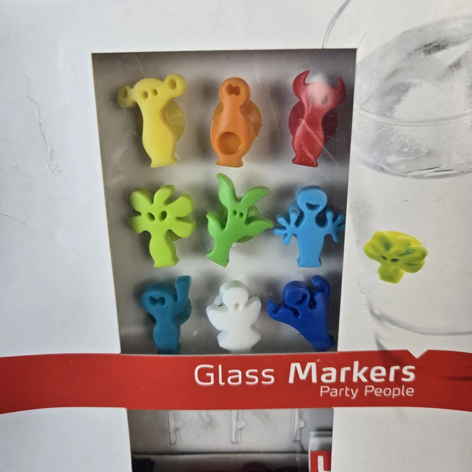 Marcadores de vidrio Vacu Vin - Party People - Paquete de 12 - Nuevos en caja Foto 3 de 4