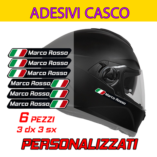 KIT ADESIVI CASCO MOTO BANDIERA ITALIANA PERSONALIZZATO NOME CARENA  RESISTENTE | eBay