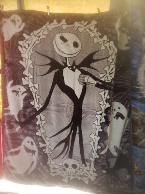 DISNEY NIGHTMARE BEFORE CHRISTMAS Soft Plush Queen 2 PLY Blanket JACK SKELETON