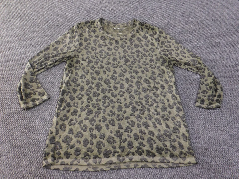 Lucky Brand верхний большой животных печати зеленый Crewneck пуловер геометрический легкий вес - Изображение 2 из 4