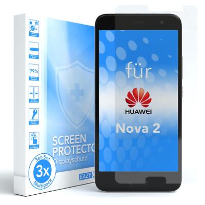 EAZY CASE 3x Displayschutzglas für Huawei Nova 2 Schutzglas Hart Glasfolie 9H