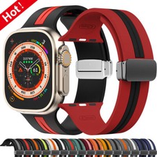 Magnetic Silicone Band iWatch Sports Strap for Apple Watch Ultra 49mm 10 9 8 7 6