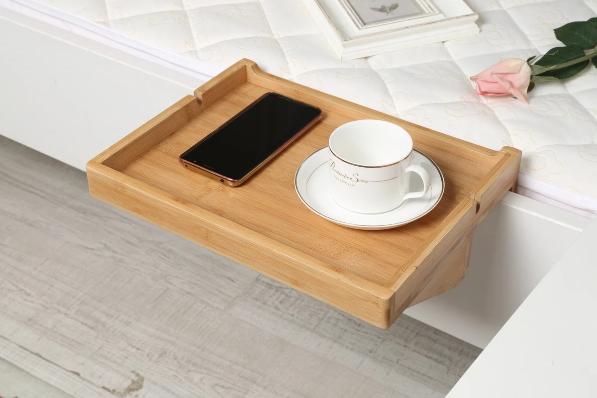 Woodluv Eco Friendly 100 Bamboo Clip on Bed Side shelf Tray Table