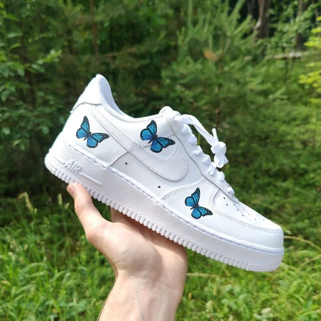 Custom Nike Air Force 1 Blue ButterFLY - Custom Nike Air Force 1 Shoes