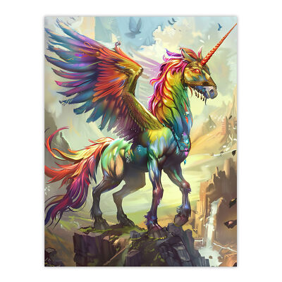 Rainbow Warrior Unicorn Fantasy Concept Art Wall Art Poster Print UK