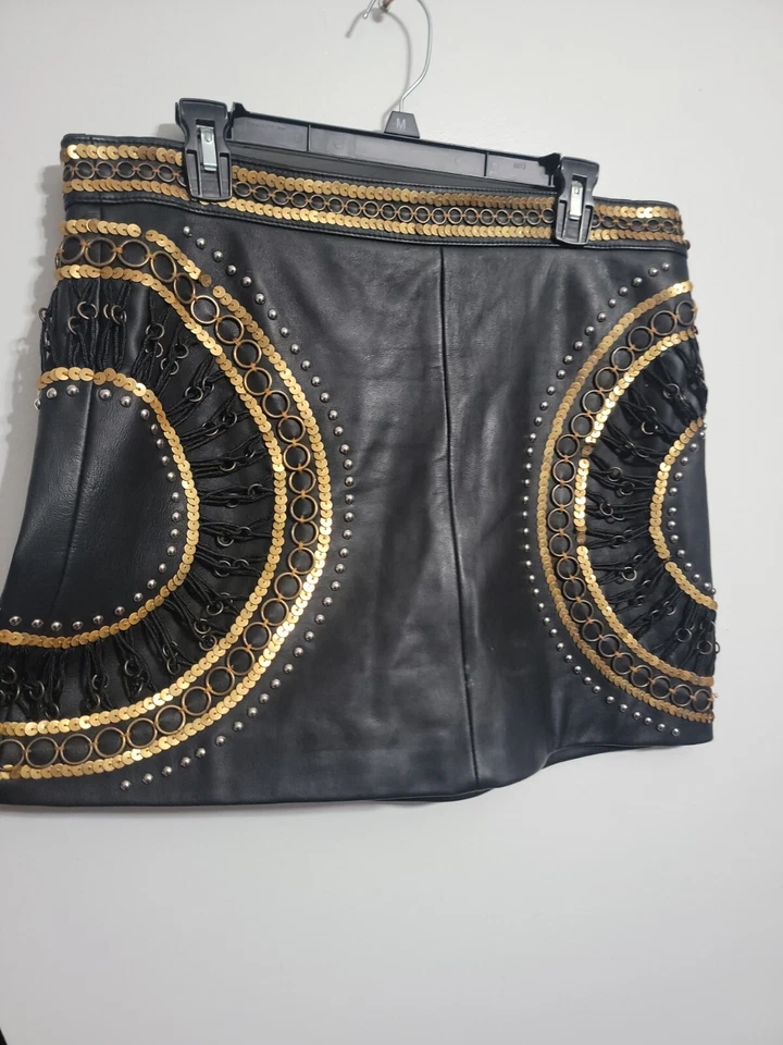 Minifalda Nasty Gal Negra Cuero Genuino Plateada Tachonada Punk Bloggers Festival Foto 4 de 4