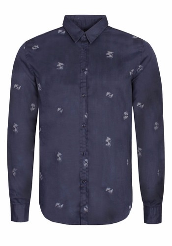 Armani Jeans Uomo Casual Fantasia Stampa Blu Camicia Taglie Nuovo con  Etichetta | eBay