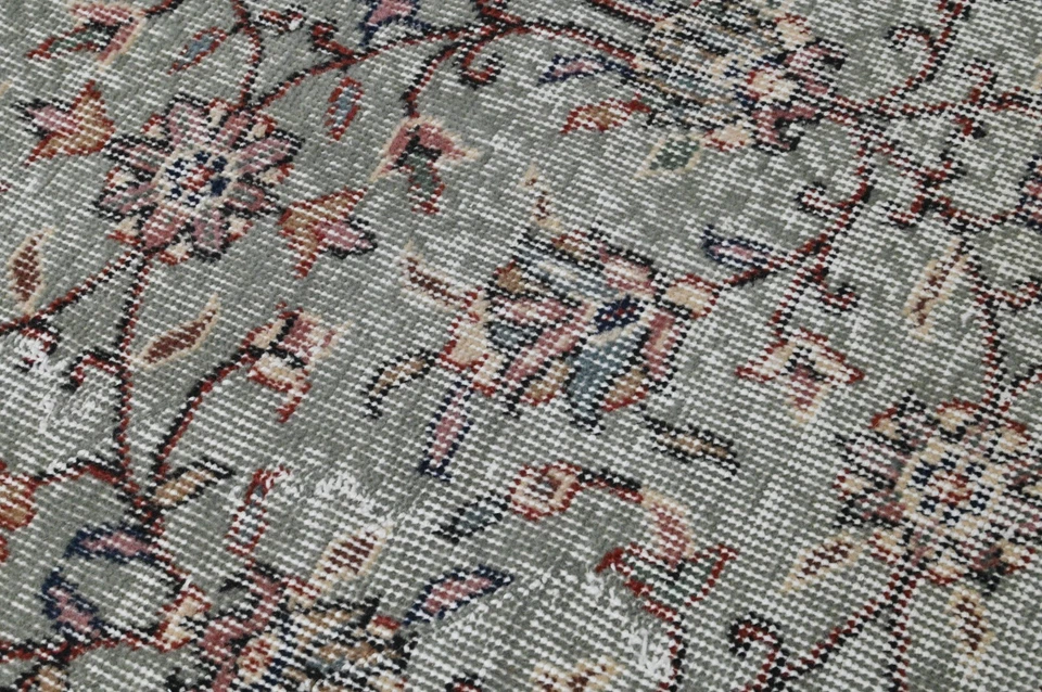 Alfombra de corredor turca vintage 2x11 pies lana anatolia hecha a mano pasillo Oushak GRIS Foto 4 de 4