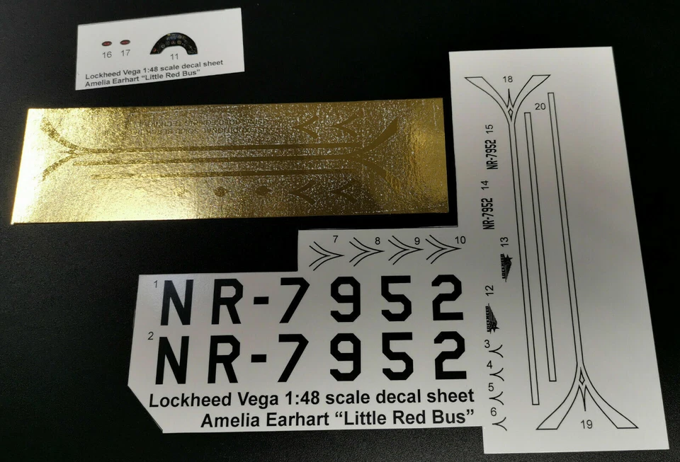 Decals & Instructions Amelia Earhart NR-7952 Lockheed Vega Model 1:48 with gold - Image 2 of 4