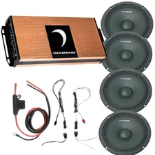 Diamond Audio  600W Amplifier & 4 6.5” Speakers w/Install Wiring/High to Low