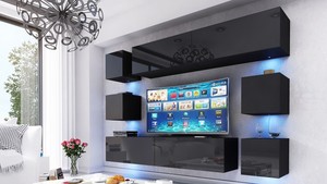 Wohnwand Swirl 8 Farben Anbauwand Mediawand Hochglanz Galaxy Led Mirage Splash Ebay