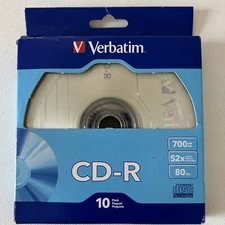 NEW Verbatim CD-R 10 Pack Recordable Disc - 700Mb - 52X - 80 Mins