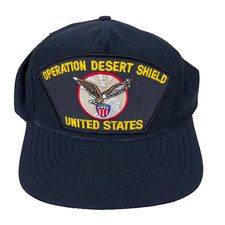 Vintage Operation Desert Shield Hat Cap Snapback Made In USA Military Patch 90s