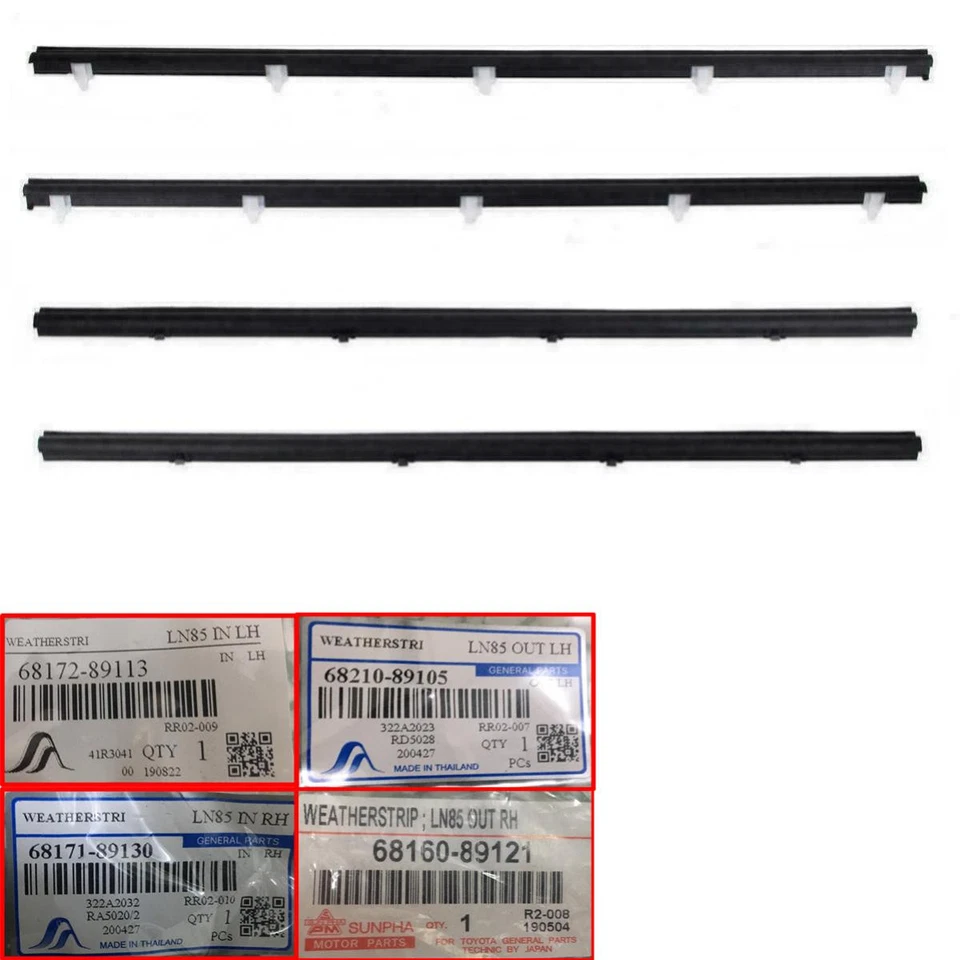 Cinturón de puerta delantero LR ventana resistente al clima para camioneta Toyota Hilux Sr5 1989-97 Foto 2 de 4