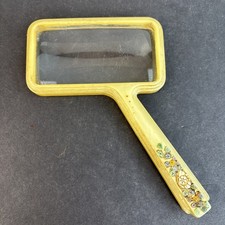 Vintage Bausch Lomb Lucite Magnifying Glass Hand Decorated Reader Floral