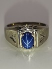 Mens 10k Solid White Gold Star Sapphire Diamond Accents Ring Size 10.25 — photo 6