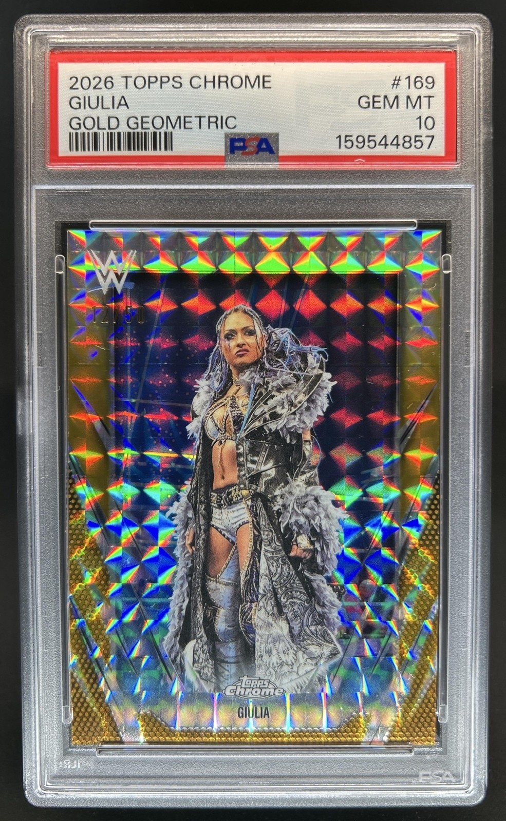 2026 Topps Chrome WWE Giulia Gold Geometric Refractor #/50 PSA 10 GEM MINT