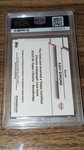 2023-24 Topps Chrome Bundesliga Xavi Simons #BCA-XS Auto Red /5 PSA 10! - Picture 2 of 2