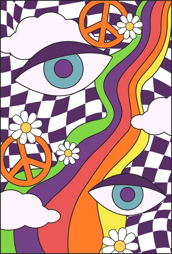 Psychedelic 70s Groovy Good Vibes Only Peace Self Adhesive Vinyl Sticker