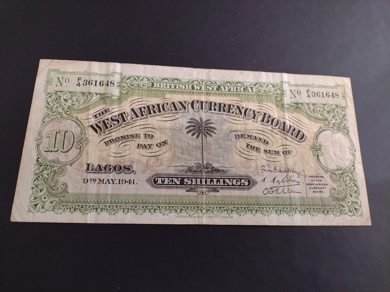1941 BRITISH WEST AFRICA 10 SHILLINGS Very Rare Look At Pictures 