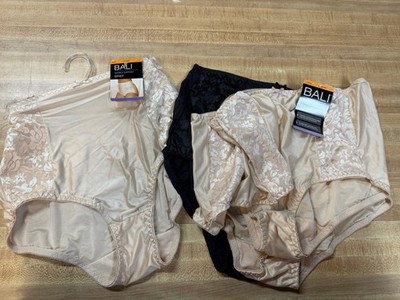 NWT 3 Bali Double Support Brief Panties DFDBB3/ 1 pr DFDBBF Size 7/L Beige Black