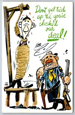Muskegon Michigan~Comic~Fred Knack Ford~Man on Noose-Hanging~1962 PC