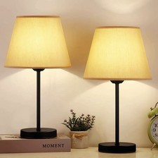 11  Black Metal Table Lamp Cottage Core Set of 2 Beige Shades Modern Farmhouse