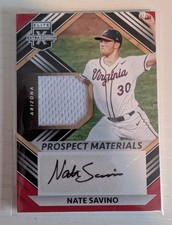Nate Savino 2022 Panini Elite Extra Edition Prospect Materials Signatures
