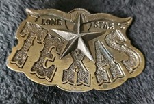 Vintage 1980 Texas Lone Star Great American Buckle Serial 141 USA Solid Brass.