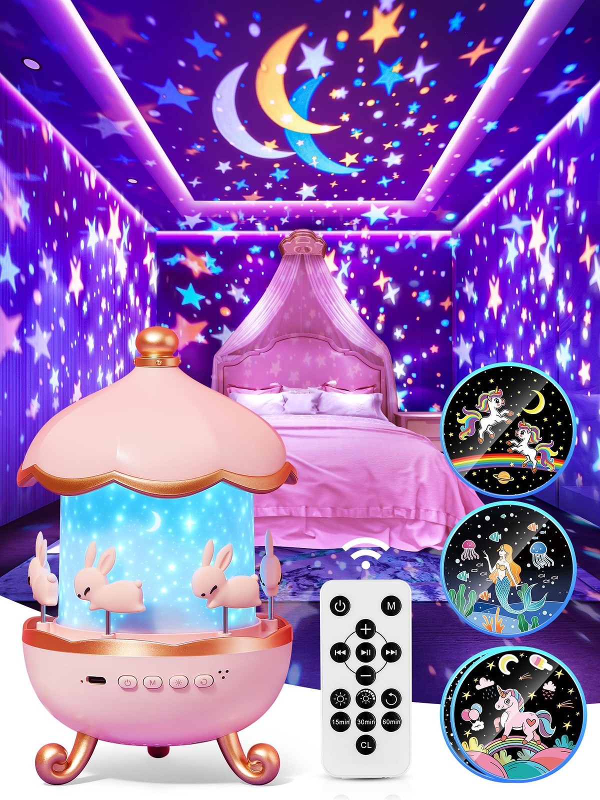 Unicorno Magico: Luce Notturna Proiettore Stelle con Gift Box