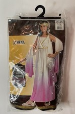 Athena Halloween Costume Girls Large White Pink Dress Gold Trim Greek God Fancy