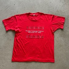 Vintage 90s Foreign Language Festival Shirt Size XL Red 1993 USA Made