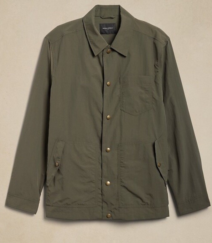 Banana Republic Windbreaker/ Jacket Olive Green Snap Buttons  Size Large Rare
