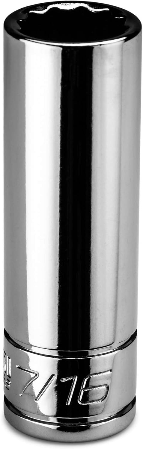 Capri Tools 7/16 in. Deep Socket, 1/4 Drive, 12-point, SAE 7/16-Inch