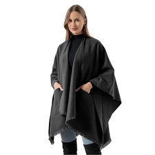 Women's Elegant Shawl Wrap Poncho Sweater Cape Warm Travel Shawl for Fall Winter