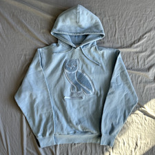 OVO Chambray Blue Chenille OG Owl Hoodie Size Medium