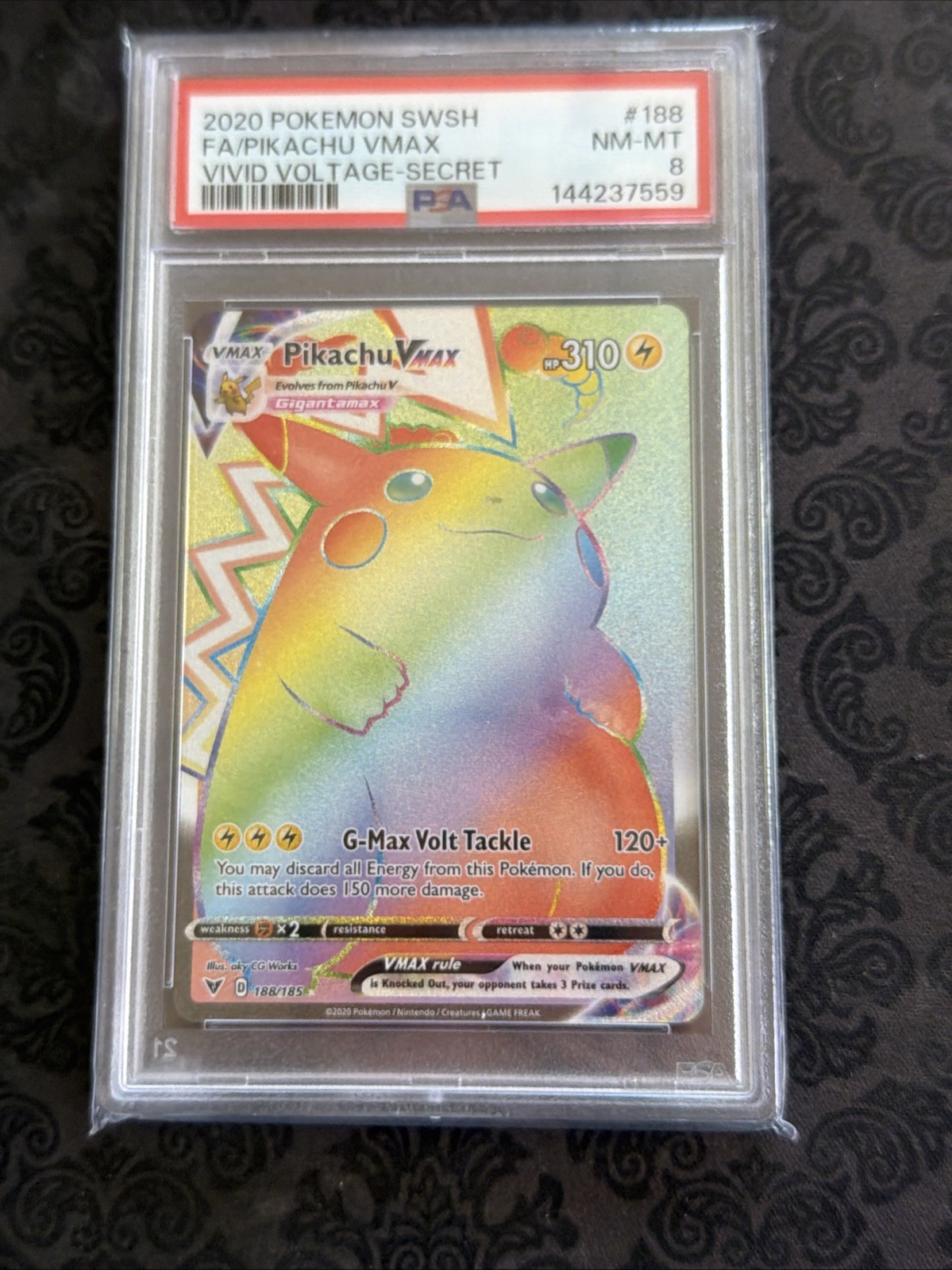 The Pokémon Company Pikachu VMAX 188/185 Vivid Voltage Secret Rare Holo PSA 8