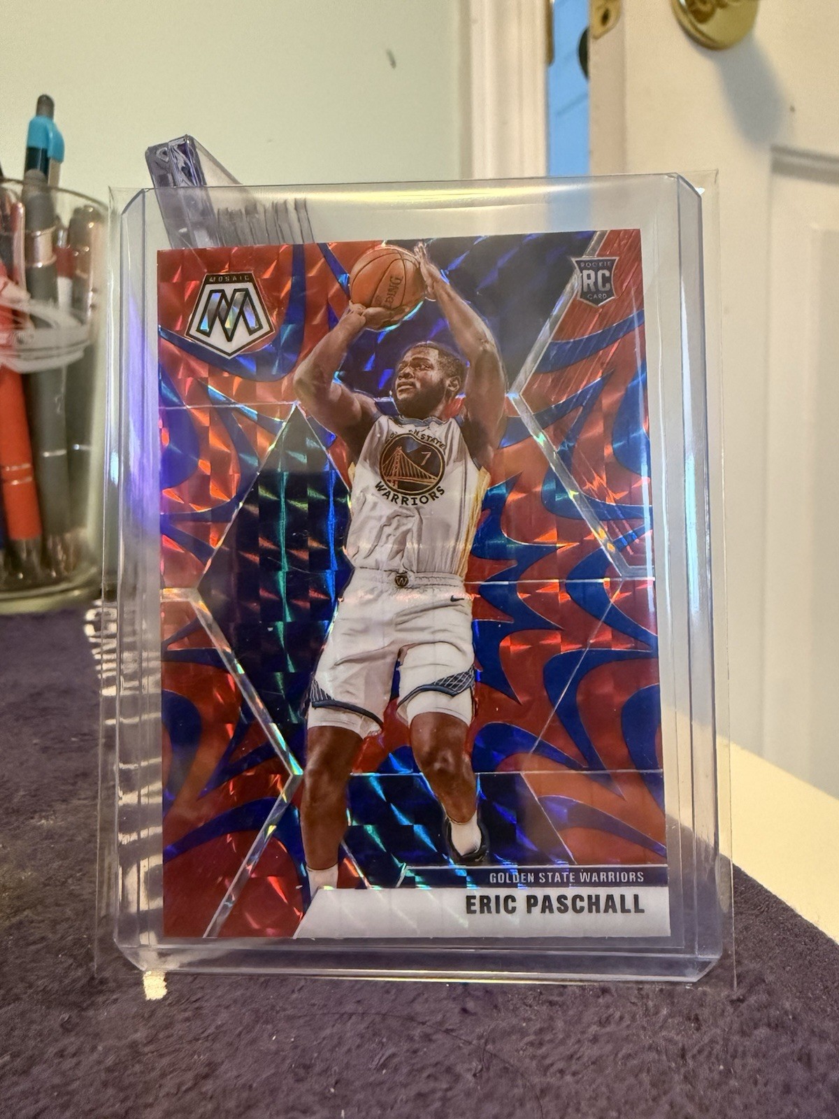 2019 Panini Mosaic Rookies Reactive Blue Prizm Eric Paschall #250 Rookie RC 1120