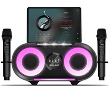 Karaoke Machine with Rich Deep Bass Explosive Flashing Lights for Adults Port...